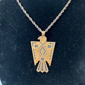 Vintage Copper Bell Trading Post Eagle Pendant Necklace